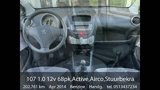 Peugeot 107 1.0 12v 68pk,Active,Airco,Stuurbekrachtiging,Radio/cd,5 Deurs,