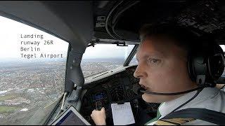 Approach and landing Berlin Tegel Airport runway 26R (EDDT TXL).