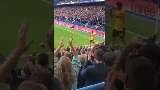 Diego Costa getting a round of applause from Chelsea Fans at Stamford Bridge