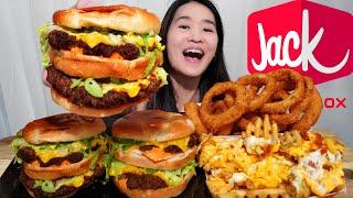 It's HUGE! Eating The BIG SMASHED JACK From Jack In The Box! Super Crispy Onion Rings - Mukbang ASMR