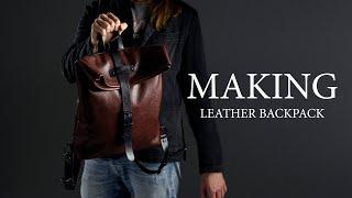 Making leather backpack roll top. Leather craft