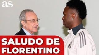La visita de FLORENTINO PÉREZ al REAL MADRID en la previa de CHAMPIONS LEAGUE