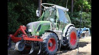 Bodenbearbeitung im Hopfen im Frühjahr mit Frontgrubber und Kurzscheibenegge