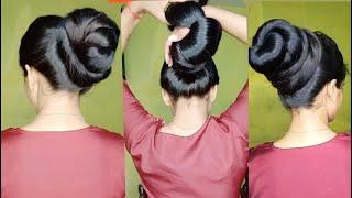 beautiful top big bun  #hair #longhair #hairbun #bundrop #bunmaking #viral #hairstyle #hairstyle