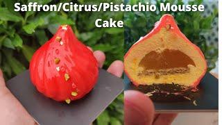 Gourmet Dessert Recipe: Saffron Mousse, Citrus Jelly, & Pistachio Sponge Petit Gateau