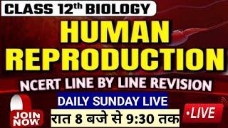 HUMAN REPRODUCTION || CLASS 12 || NCERT LINE BY LINE हिंदी में || LIVE || SUNDAY