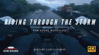 Riding Through the Storm POV RAW SOUND Dominar400 | Bike Riding in Rain