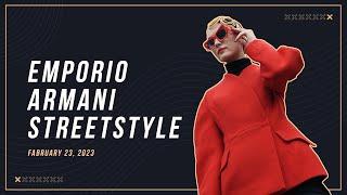 EMPORIO ARMANI STREETSTYLE | Milan Fashion Week FW2023 on February 23, 2023 #streetstyle #mfw