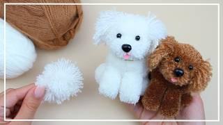 New Cute Yarn Dog Everyone Likes It Very Much!  How to make a dog from pompoms DIY NataliDoma