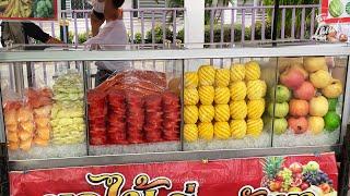 Street Fruit Carts in Thailand รถเข็นผลไม้สดริมทาง - Thailand street food