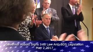 Governor Abbot Signs Anti-BDS Bill - Texas Supports Israel