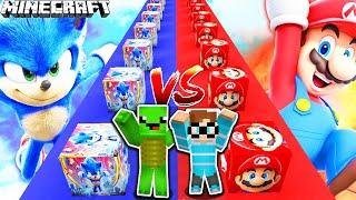 SONIC LUCKY BLOCK VS. SUPER MARIO LUCKY BLOCK Battle in Minecraft