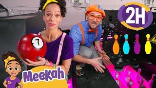 Strike! Blippi & Meekah Bowl and Learn at the Alley! | 2 HR OF MEEKAH! | Educational Videos for Kids