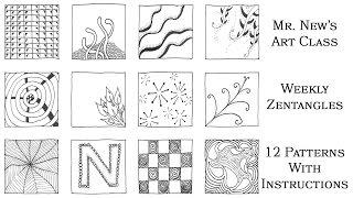 Easy Zentangle Doodles - 12 More Zentangle Patterns Step by Step - Weekly Zentangle Tutorial Vol. 02