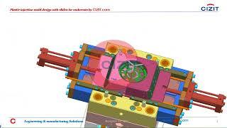 Plastic injection mold design with slides for undercuts by CIZIT com