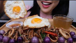 STIR FRY SPICY OCTOPUS THAI STYLE (ASMR EATING SOUNDS) NO TALKING