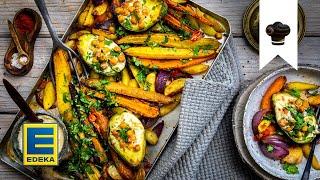 Ofengemüse Rezept I Möhren, Kartoffeln und Avocado mit Hummus I EDEKA