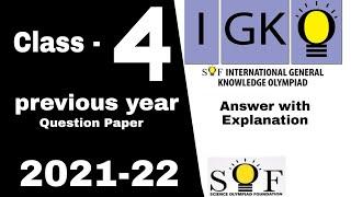 IGKO General Knowledge Olympiad Class 4 Question Paper 2021-22