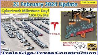 100+ Cybertrucks! Casting Apron Concrete & Boring Tunnel! 21 Feb 2024 Giga Texas Update (09:35AM)