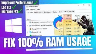 How To Fix 100% Memory/RAM Usage Windows 10 (2022) | High Memory Usage while Gaming | 100 Memory!