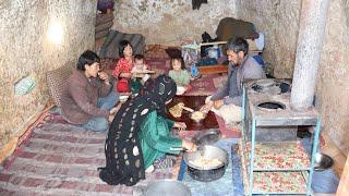 Village Style Food Cooked in a Cave | Traditional Cooking on a Cold Winter Day in Afghanistan