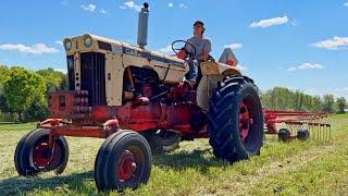 Case 730 Raking Hay in May (Tedding, Raking, Baling)