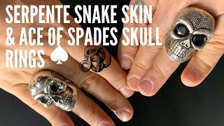 Snake Skin Silver Skull Ring  And Ace Of Spades ️ Silver Skull Ring | AJT Jewellery