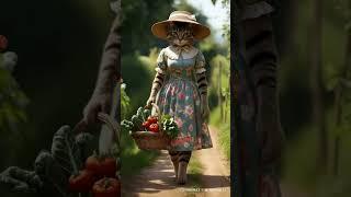 The female cat came from the market. #cat #cartoon #animation #catman #cartooncat #catperson #cats