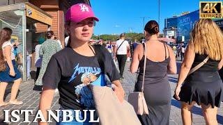 Istanbul Turkey 4K Walking Tour Around Eminönü Beach, Galata Bridge