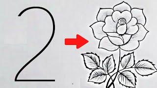 ROSE Drawing Easy | How to Draw a Rose step by step | number drawing