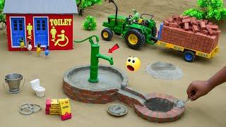 DIY Mini tractor Hand Pump Building Science Project with Bricks | Water Supply Toilet |@topminigear