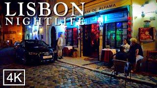 Alfama Lisbon at night - Alfama walking tour in Lisbon Portugal 4K