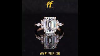 Emerald Diamond Ring / Lab Grown Emerald Diamond Gift Ring / 18K Emerald Lab Grown Diamond Ring