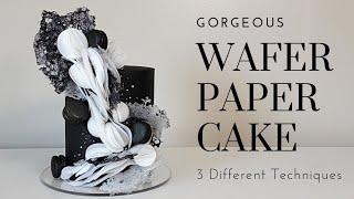 MODERN Wafer Paper Cake! | Edible Crinoline (Tulle) | 3 Ways to Decorate A Cake with Wafer Paper