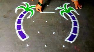 Pongal 2025 simple kolam/5*3 sankranti muggulu designs/bhogi kundalu muggulu/Amazingrangoli