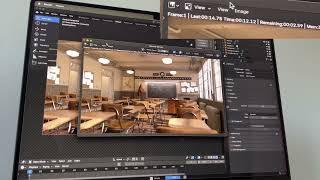 Apple MacBook Pro M4 Max 40-Core GPU | Blender 4.3.2 - classroom rendering