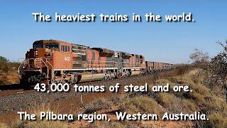 BHP Iron Ore trains, heaviest in the world. Pilbara, Western Australia