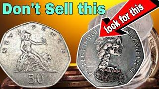 UK Fifty Pence 1969 Elizabeth Coin worth up to $45000 2 ultra Rare UK 50p World Coin  look for