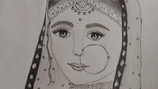 How easy to draw a Beautiful Traditional Bride Drawing || Bride Drawing Tutorial || @D-ART887