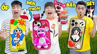 Hà Sam Trang Trí Ốp Lưng Điện Thoại Bằng Đất Sét Tự Khô - Ốp Gấu Dâu , Ốp Wednesday Và Ốp Doraemon