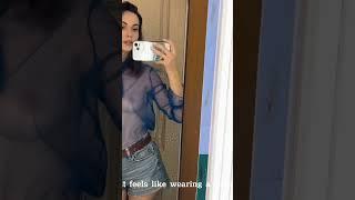 Transparent Try on Haul 4k _ Natural Petite Body _ No Bra Outfits