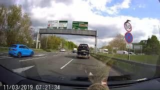 Dashcam: Idiot cutting me up with a car transporter in Farnborough