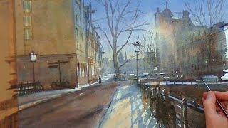 Titus Meeuws. Painting magic winter light in watercolor.