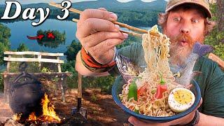 Catch and Cook Spicy Fish Ramen - Day 3 of 7 Day Island Survival Challenge Maine