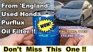 Honda Purflux 15400-RBA-F01 Oil Filter,  Used Honda Purflux Oil Filter