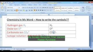 How to write chemical symbols with Ms Word