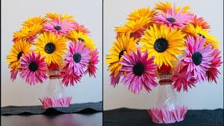 Plastic Bottle Flower Vase Craft - Paper Flowers - Plastic Bottle Guldasta