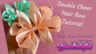 Double cheer hair bow tutorial. How to make hair bows. DIY Bows   laços de fita: