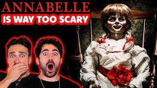 Easily scared man-babies freak out watching "ANNABELLE"