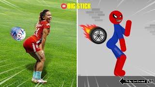 20 Min Real Football vs Stickman | Stickman Dismounting funny moments | Big Stick #1